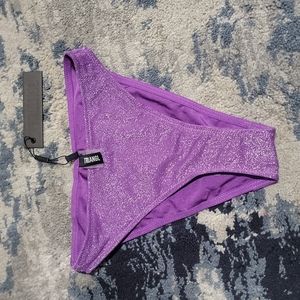 High waist violet sparkle bathing suit bottom